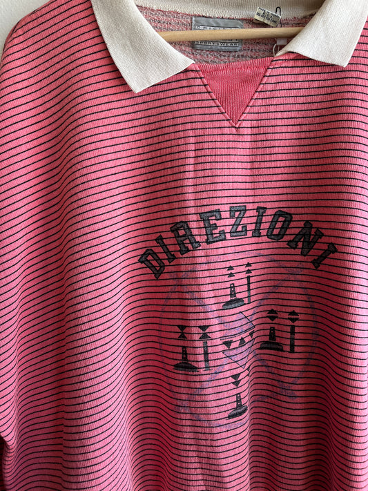 Vintage 1980’s Striped “Direzioni” Striped Collared Sweatshirt
