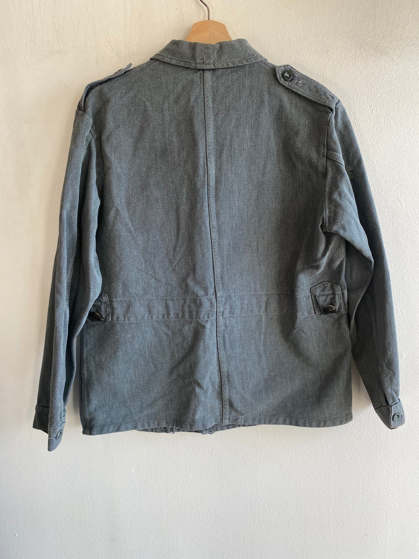 Vintage 1950’s Swiss Salt and Pepper Denim Military Shirt