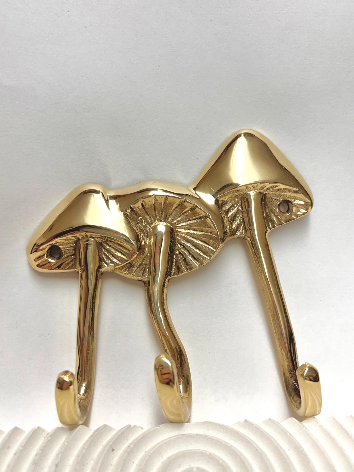 Indie South - Brass Wild Mushroom Trio Wall Key Hook - La Lovely Vintage
