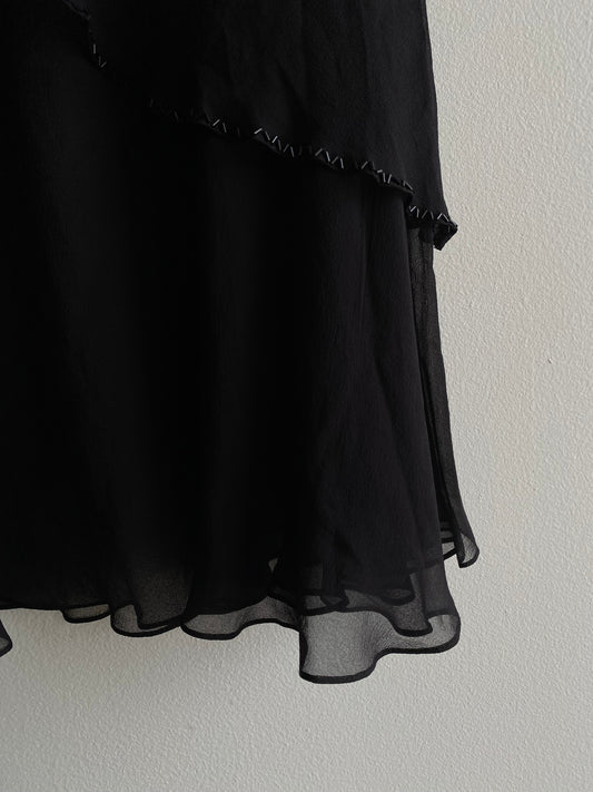 Vintage 90's Marina Black Beaded Midi Skirt