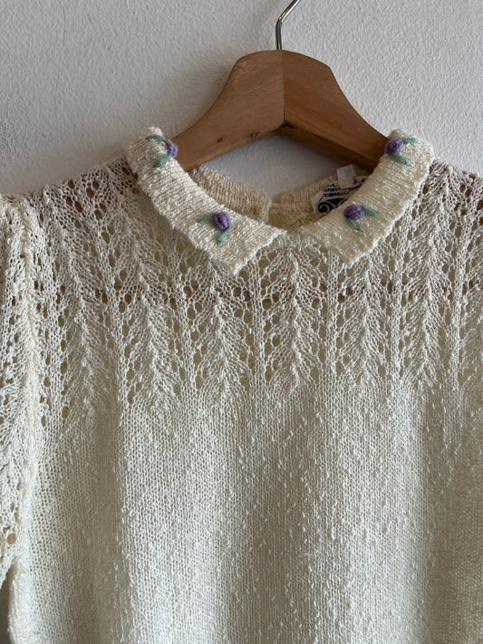 Vintage 1970’s Short Sleeve Floral Sweater