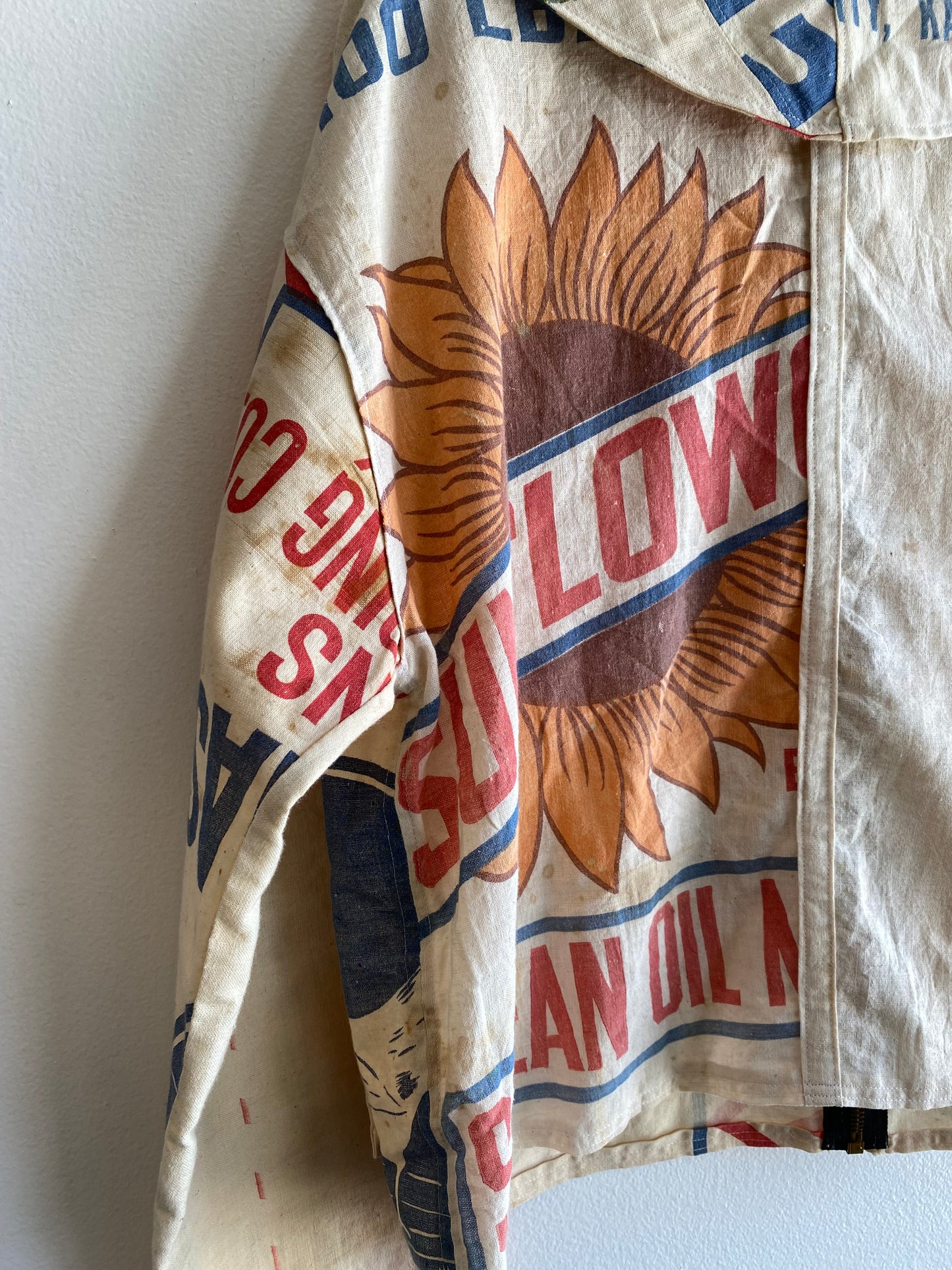 Double Down Vintage - Handmade Zip-Up Feed Sack Jacket