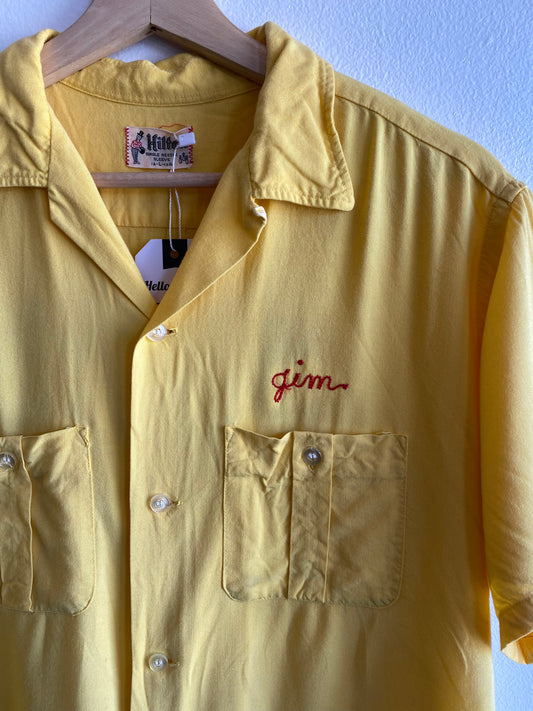 Vintage 1950’s Hilton Embroidered Rayon Button-Up Bowling Shirt