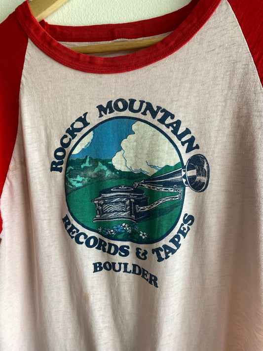 Vintage 1970’s Rocky Mountain Records Raglan T-Shirt - La Lovely Vintage