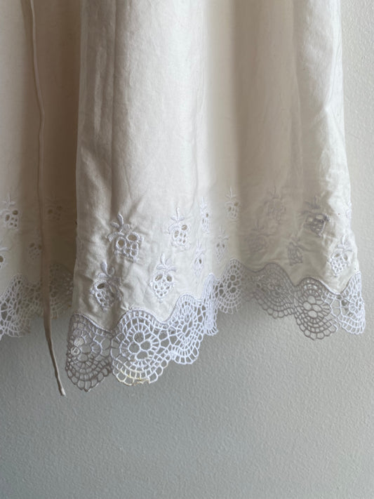 Vintage 90's Betsey Johnson White Cotton & Lace Strapless Mini Dress