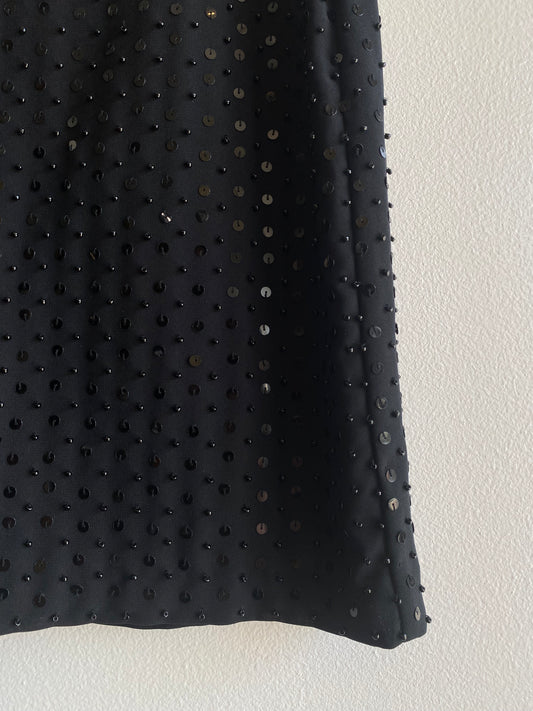 Vintage Y2K The Limited Black Sequined Knee-Length Skirt