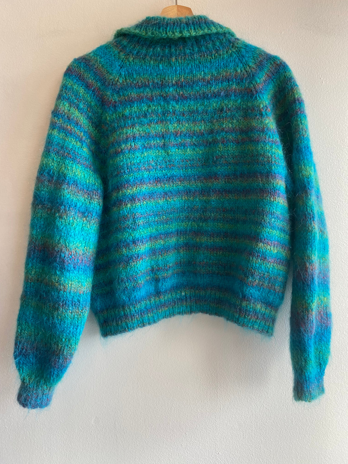 Vintage 70's Rainbow Mohair Collared Cardigan