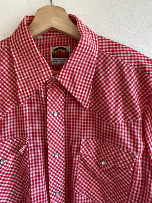 Vintage 1970’s Miller Gingham Pearl Snap Shirt