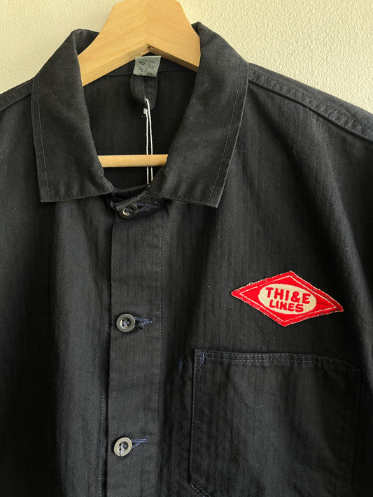 Vintage 1970’s Black Herringbone Twill French Chore Coat