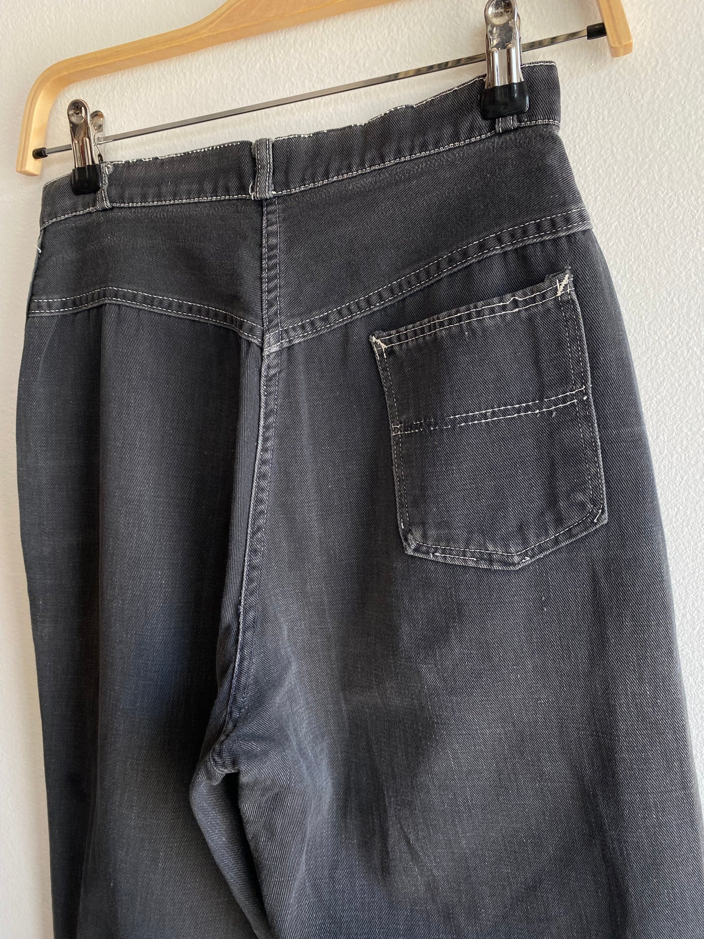 Vintage 1950’s Faded Black Twill Side Zip Trousers