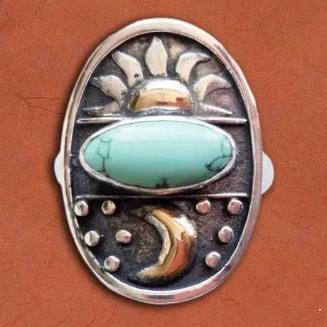 Tidepool - Sun and Moon Ring w/ Turquoise