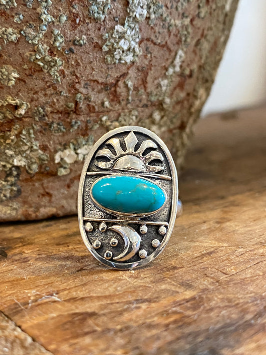 Tidepool - Sun and Moon Ring w/ Turquoise