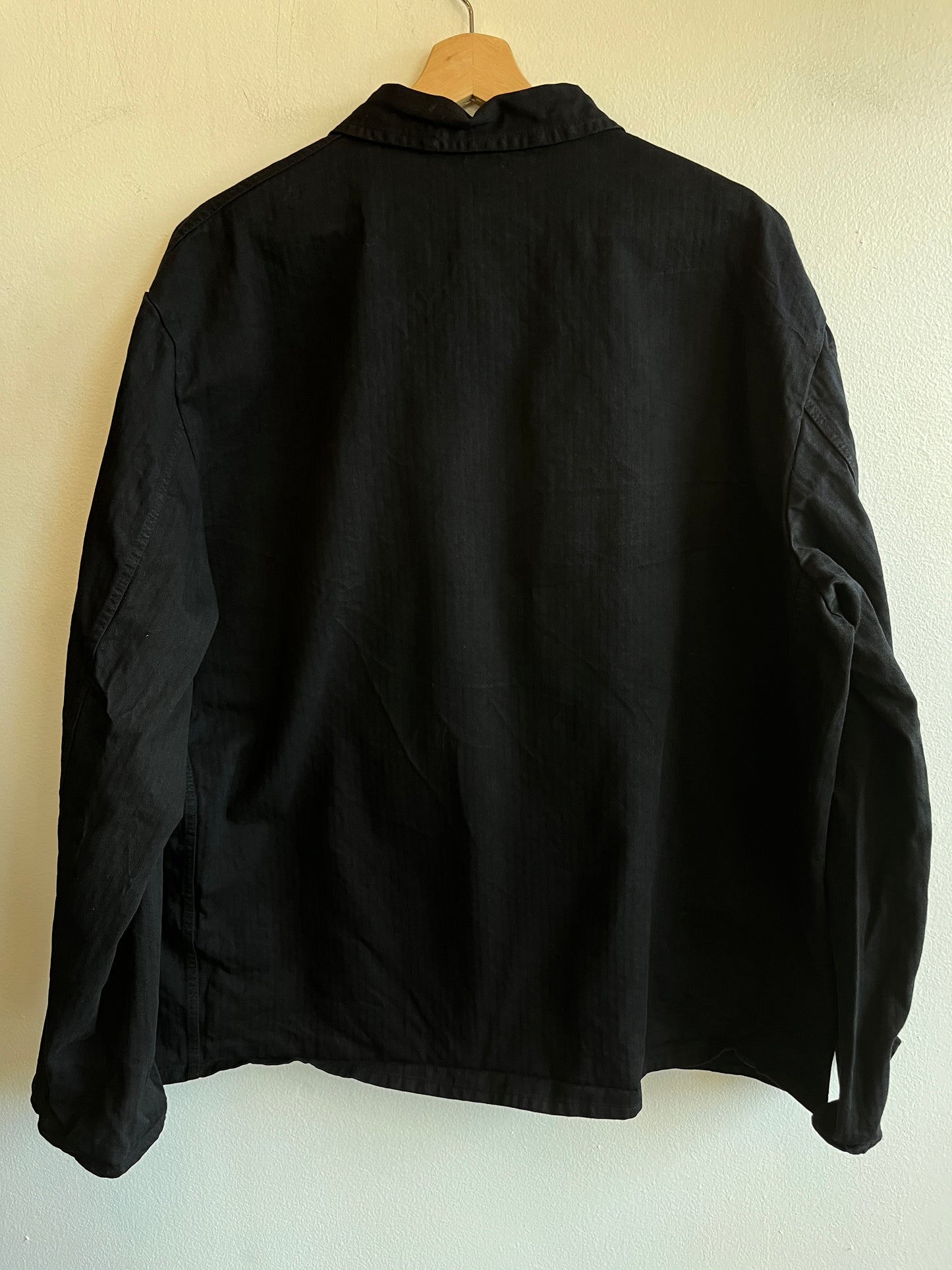 Vintage 1970’s Black Herringbone Twill French Chore Coat