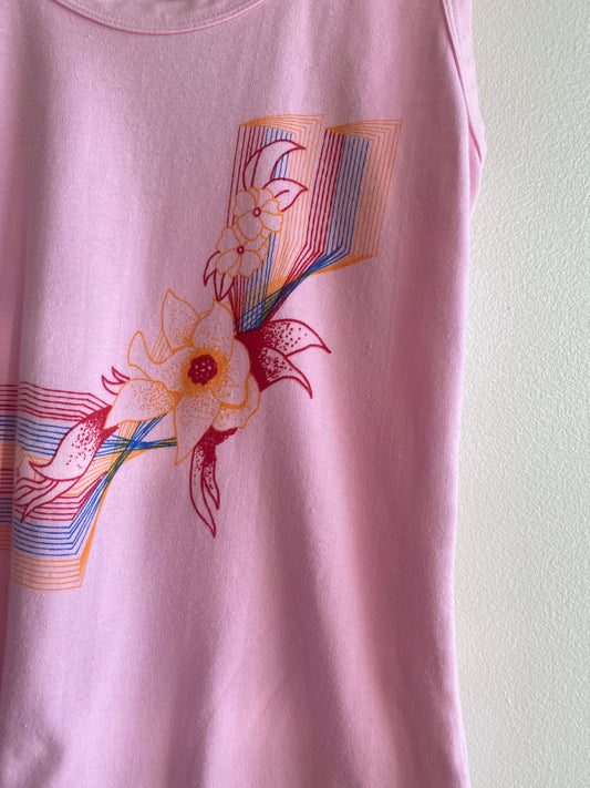 Vintage 1970’s Floral Print Tank Top in Pink