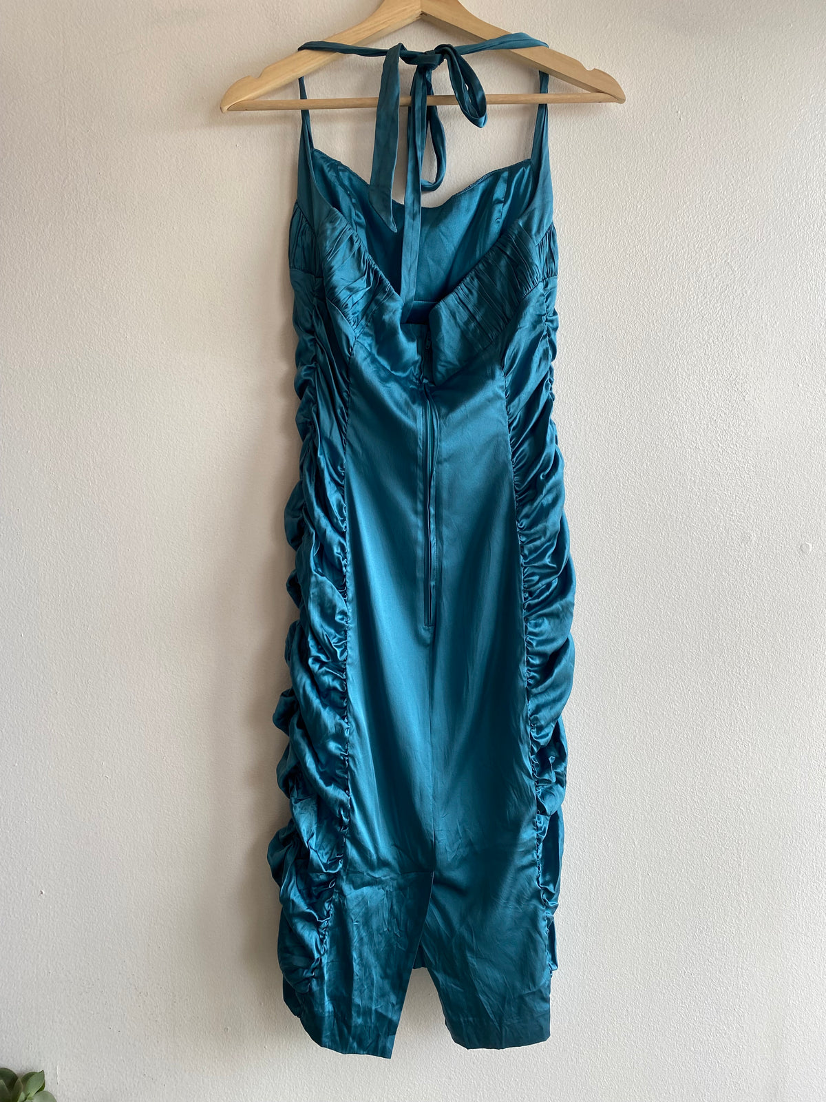 Vintage 90's Betsey Johnson Teal Silk Dress