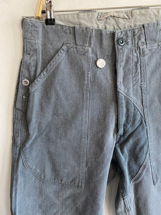 Vintage 1950’s Swiss Salt and Pepper Denim Military Trousers
