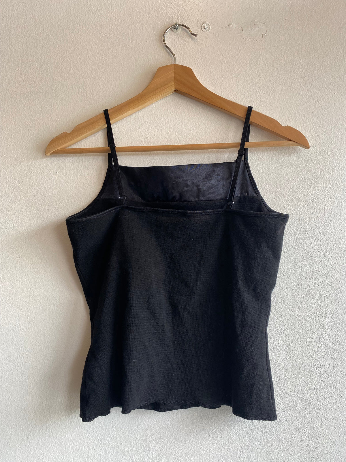 Vintage Y2K Black Floral and Satin Embroidered Cami