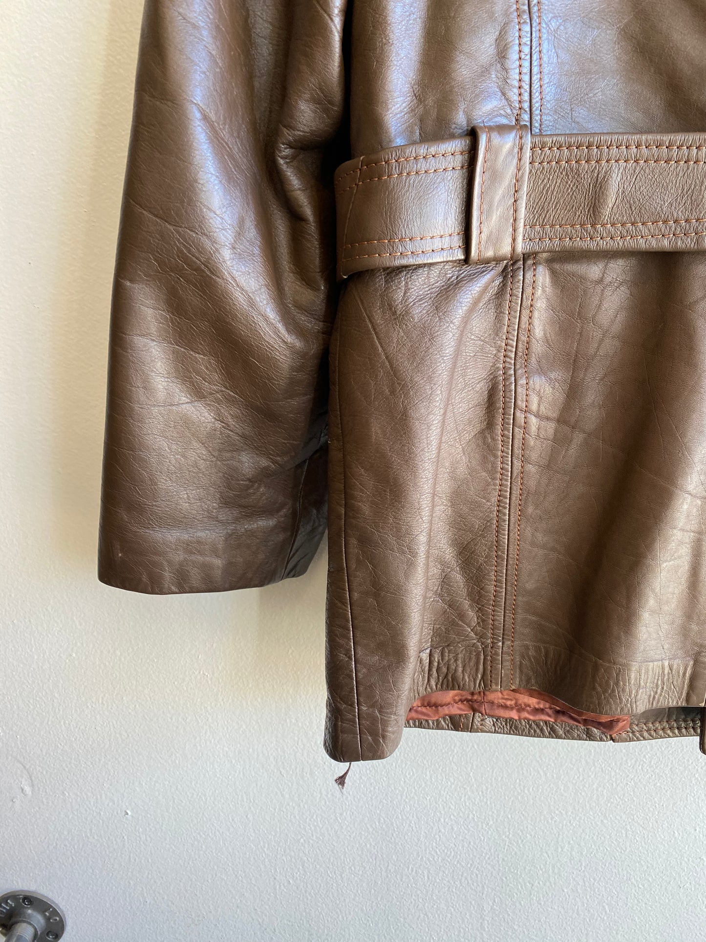 Vintage 1960/70’s Cresco Belted Leather Coat