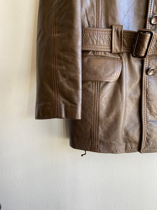 Vintage 1960/70’s Cresco Belted Leather Coat