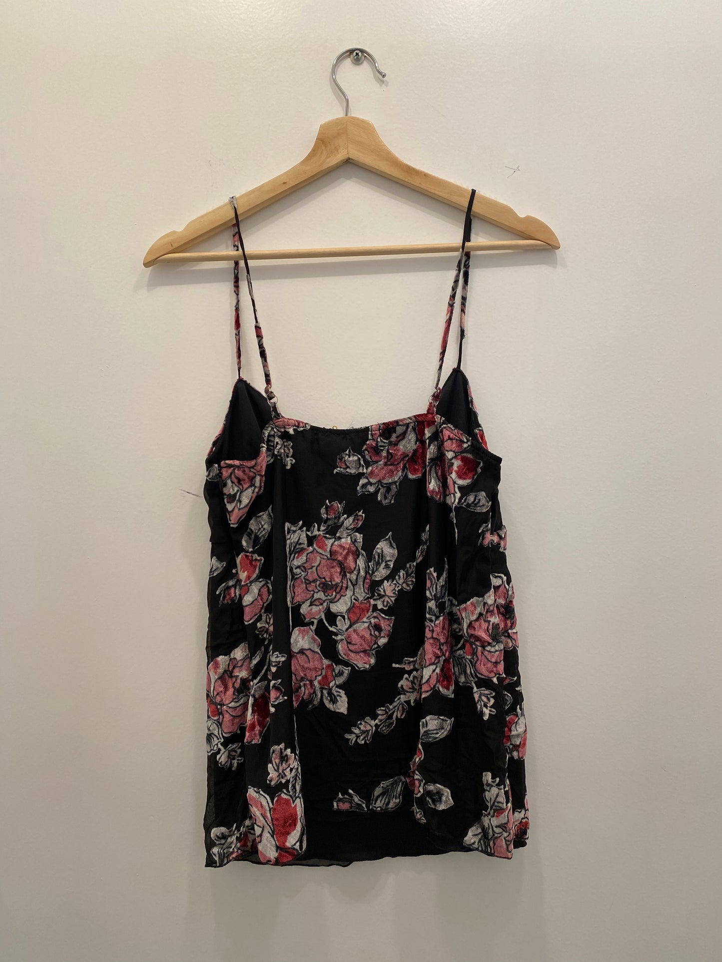 Vintage Y2K black and pink floral velvet cami