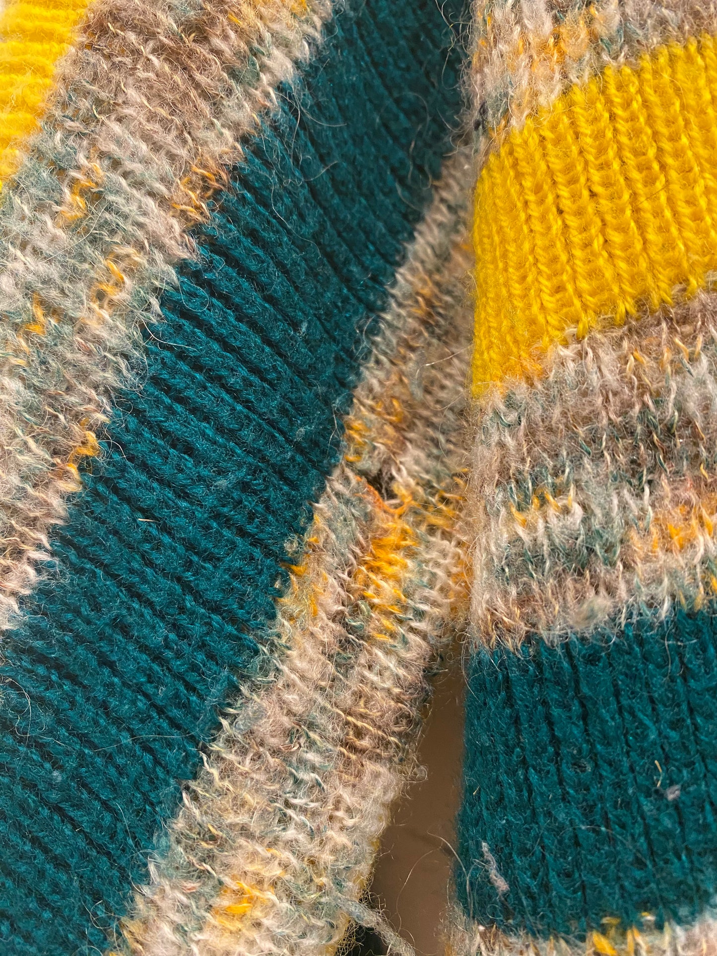 70s green and yellow boatneck knit top - La Lovely Vintage