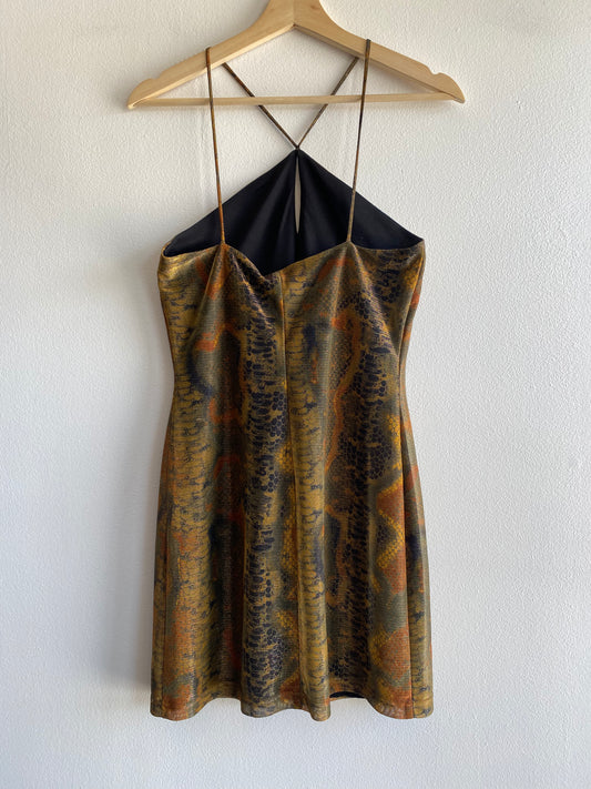 Vintage Y2K Charlotte Russe Snakeskin Halter Dress