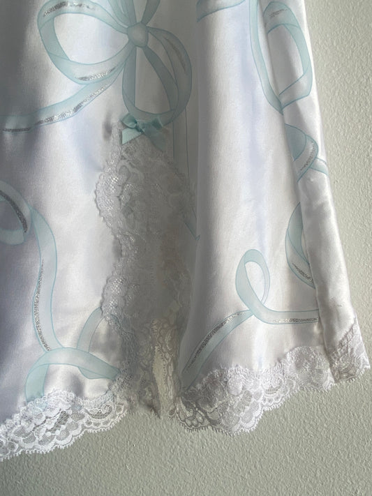 Vintage Y2K Victoria Secret White and Blue Bow Slip Dress