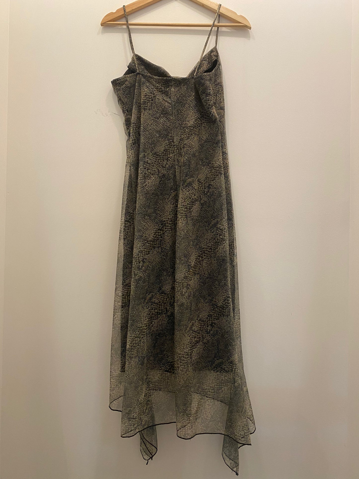 Vintage 90's Snakeskin Cowl Neck Mesh Midi Dress - La Lovely Vintage
