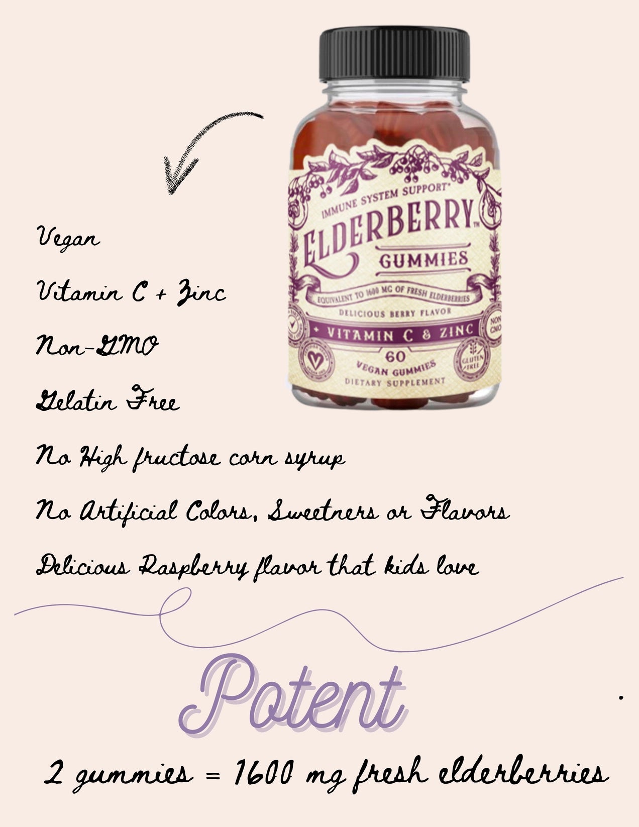 Roots and Leaves - Elderberry Gummies with Zinc and Vitamin C - La Lovely Vintage