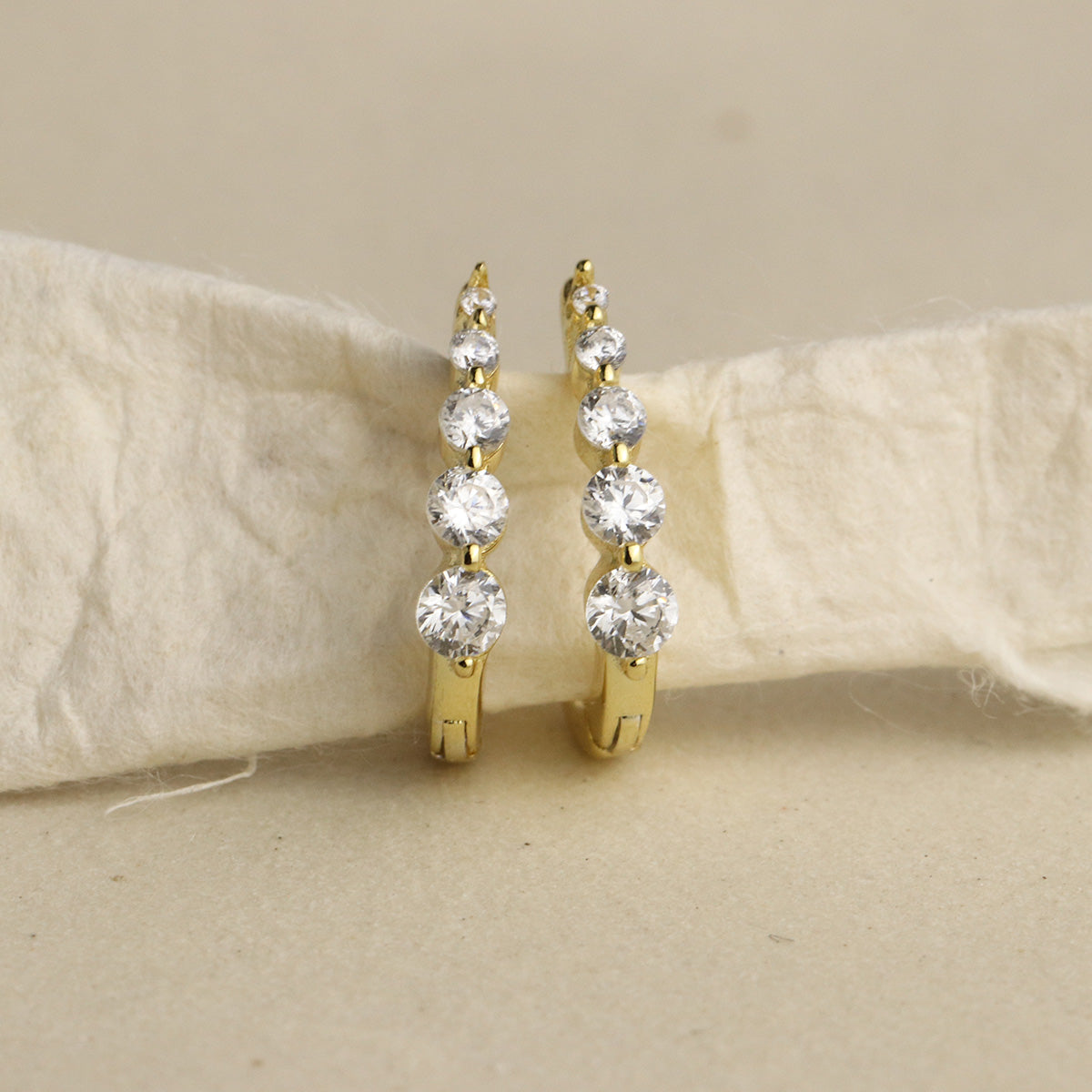 Dainty Gradient Stone Huggie Hoops - La Lovely Vintage