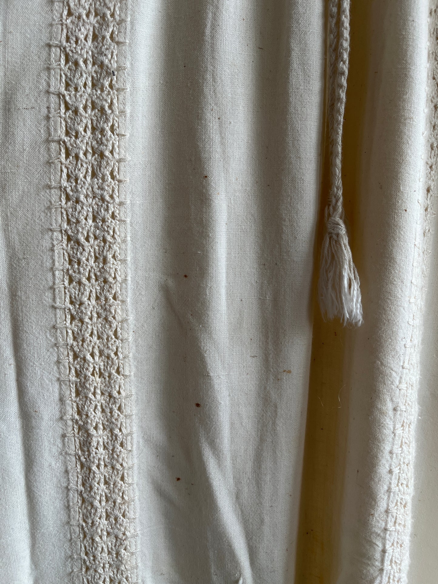 Vintage 1970s Linen and Crochet Dress - La Lovely Vintage
