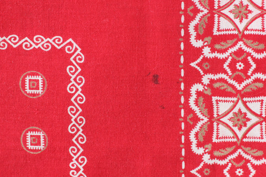 Vintage 40's Single Selvedge Elephant Brand Trunk Down Red & Gold Bandana - La Lovely Vintage