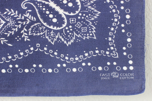 Vintage Single Selvedge Indigo Trunk Up Elephant Brand Bandana - La Lovely Vintage