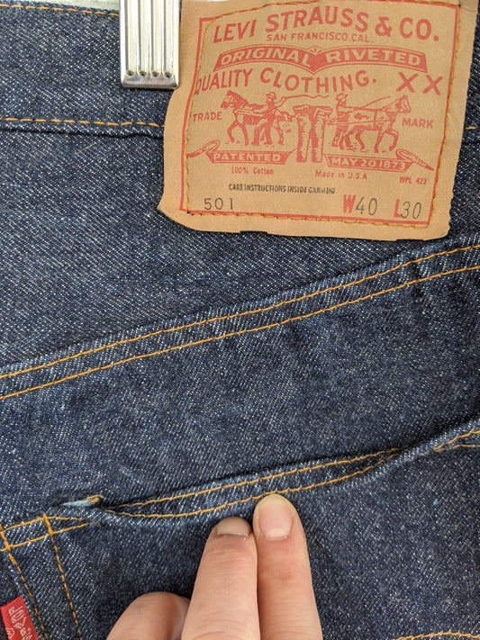 Vintage 1970's Levis 501 Dark Selvedge Denim Jeans - La Lovely Vintage