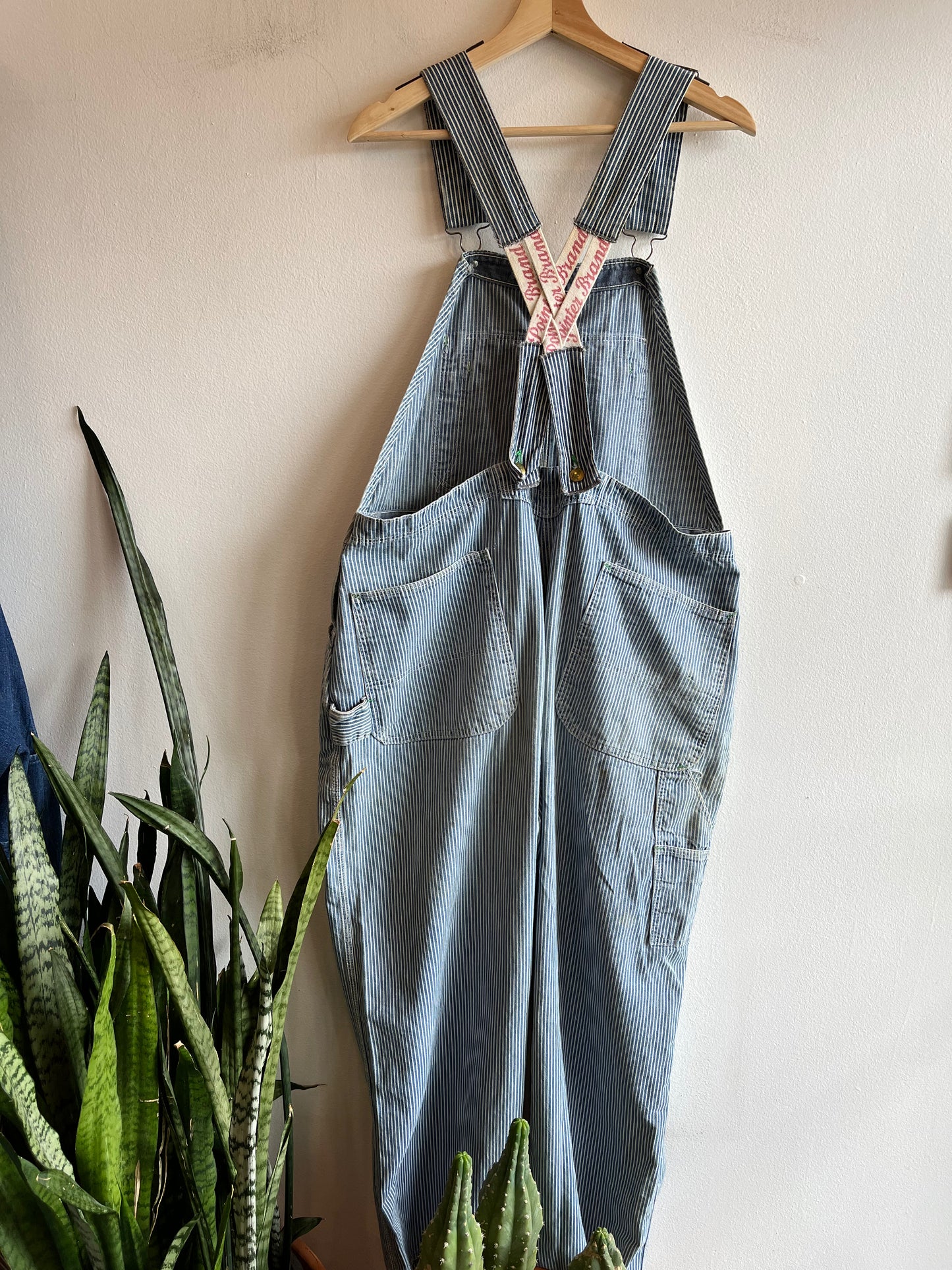 Vintage 1950’s Pointer Hickory Stripe Low Back Denim Overalls - La Lovely Vintage