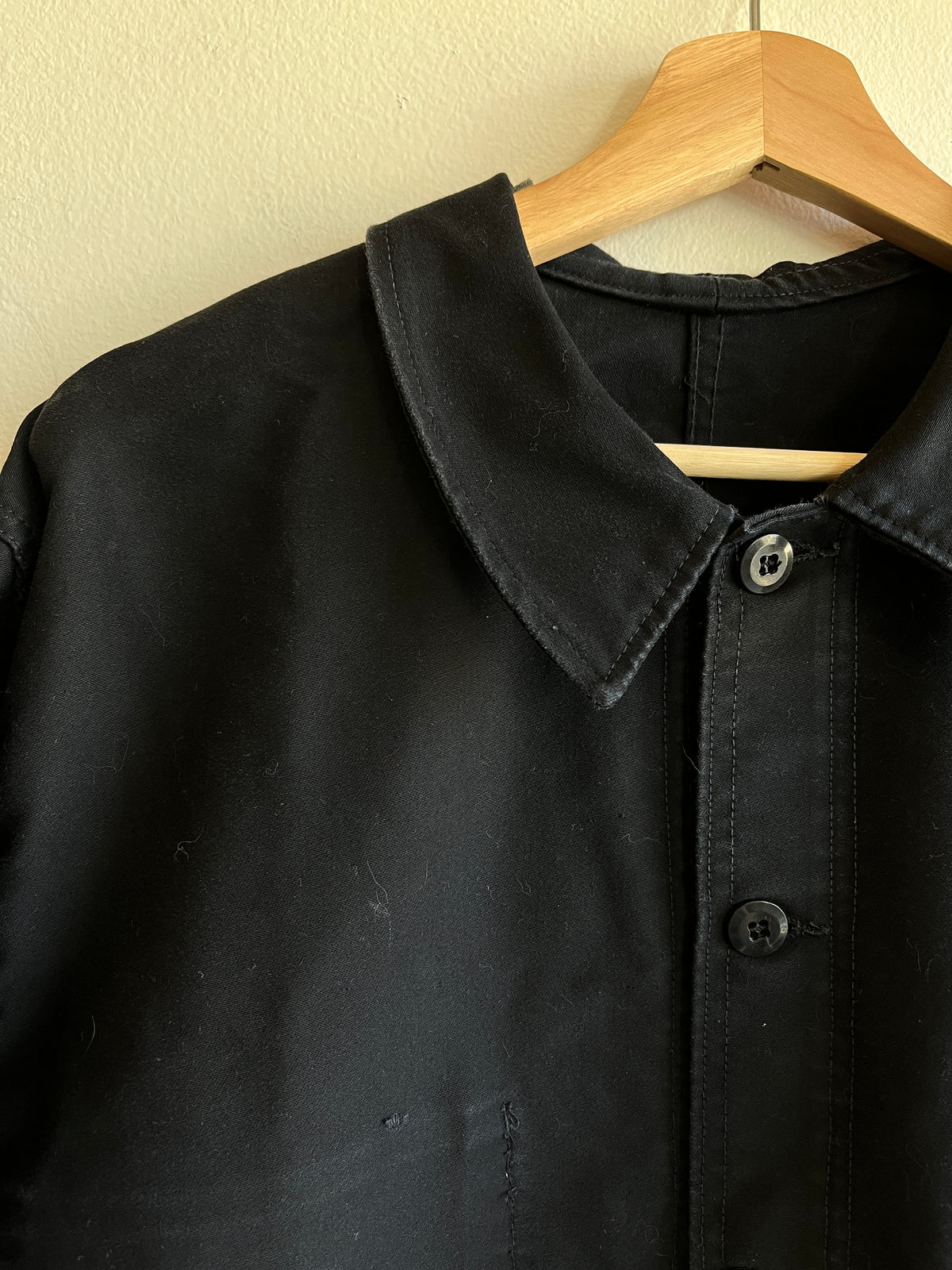 Vintage 1940/1950’s Black French Moleskin Chore Coat - La Lovely Vintage