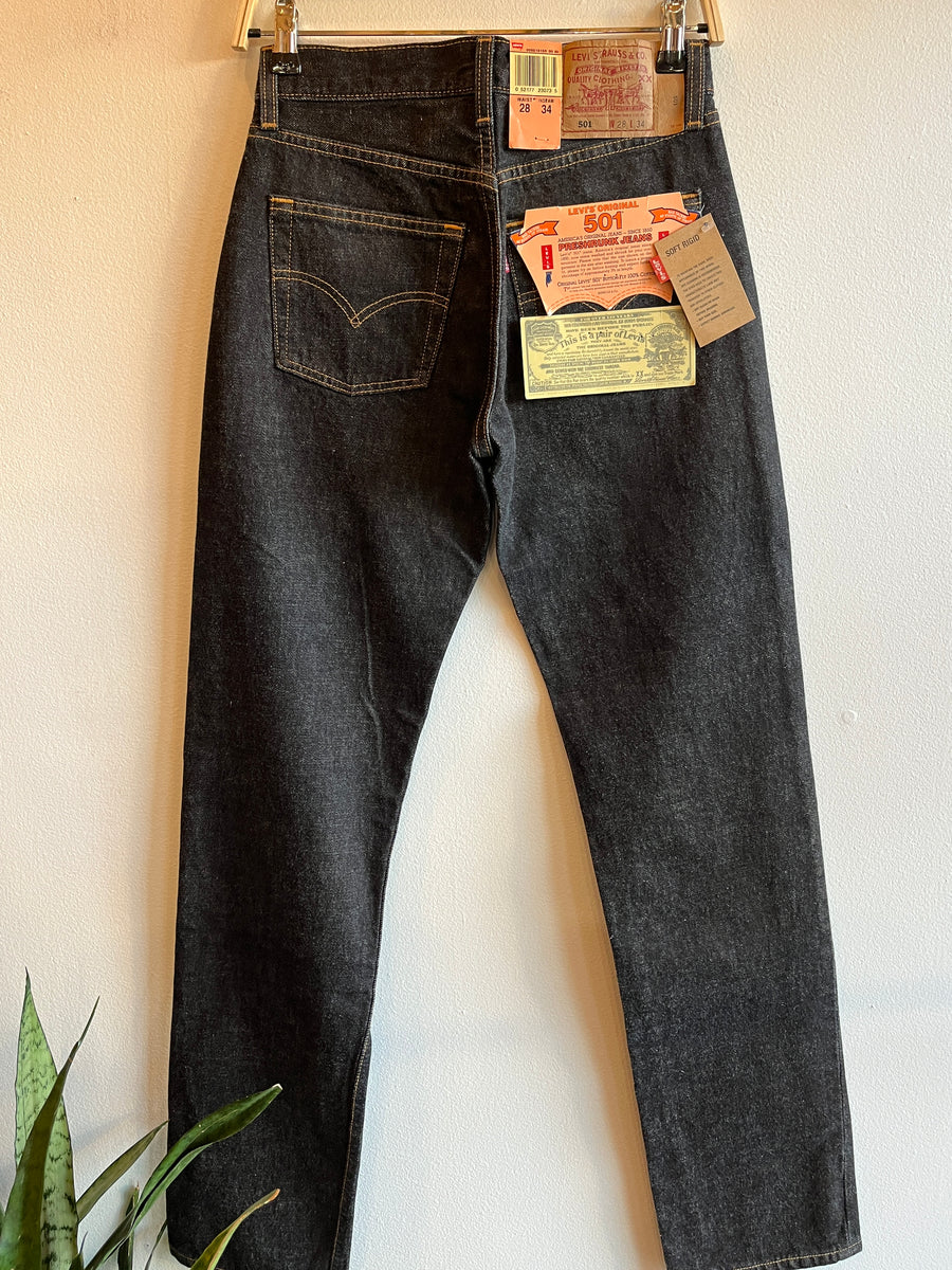 Vintage 1990's Deadstock Levi's 501 Black Denim Jeans – La