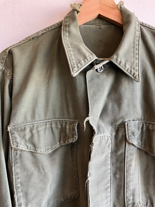 Vintage 1960’s Vietnam Issue Cotton Sateen Button-Up Shirt - La Lovely Vintage