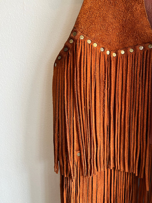 Vintage 1960’s Riveted Fringe Suede Vest