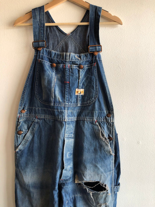 Vintage 1950’s “Square Bak” Payday Repaired Denim Overalls - La Lovely Vintage