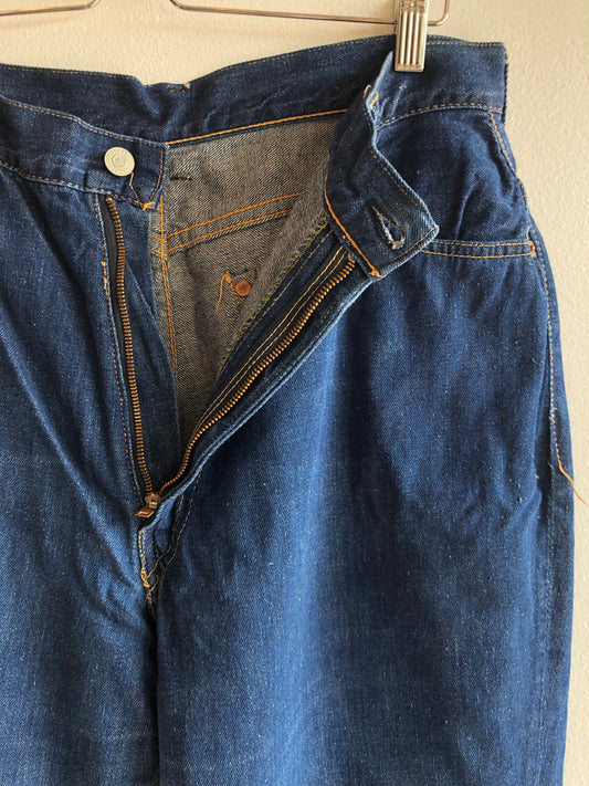 Reserve for Sarah Vintage 1950’s Levi’s Big E 701 Hidden Rivet Denim Jeans - La Lovely Vintage