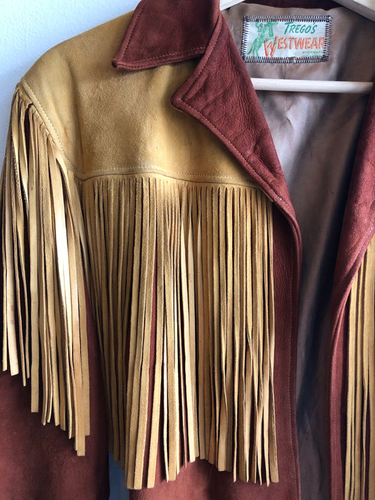 Vintage 1950’s Tregos Two-Tone Belted Fringe Jacket - La Lovely Vintage