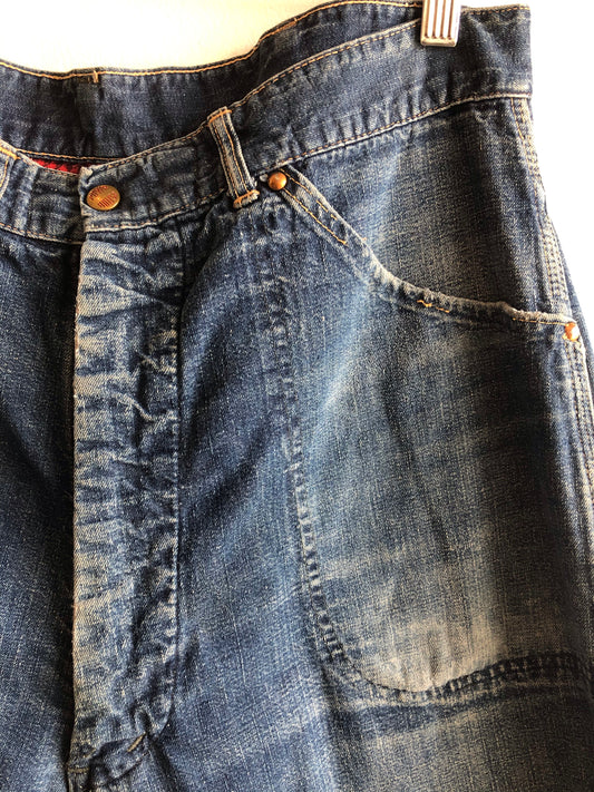 Vintage 1950s PowrHouse Flannel-Lined Denim Carpenter Jeans - La Lovely Vintage