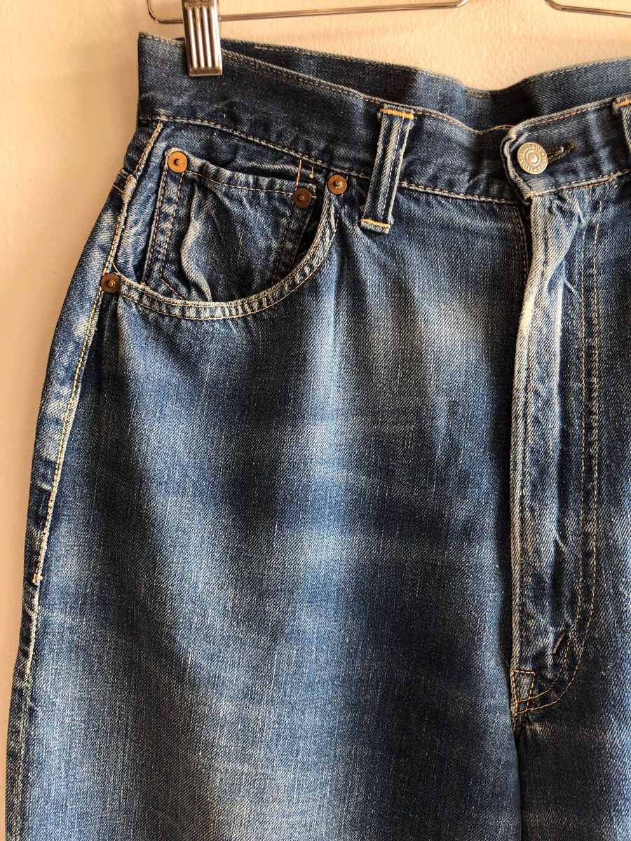 Vtg 50s LEVI'S 501XX Big E Selvedge Denim Jeans Hidden Rivets V Stitch 25 x  29.5