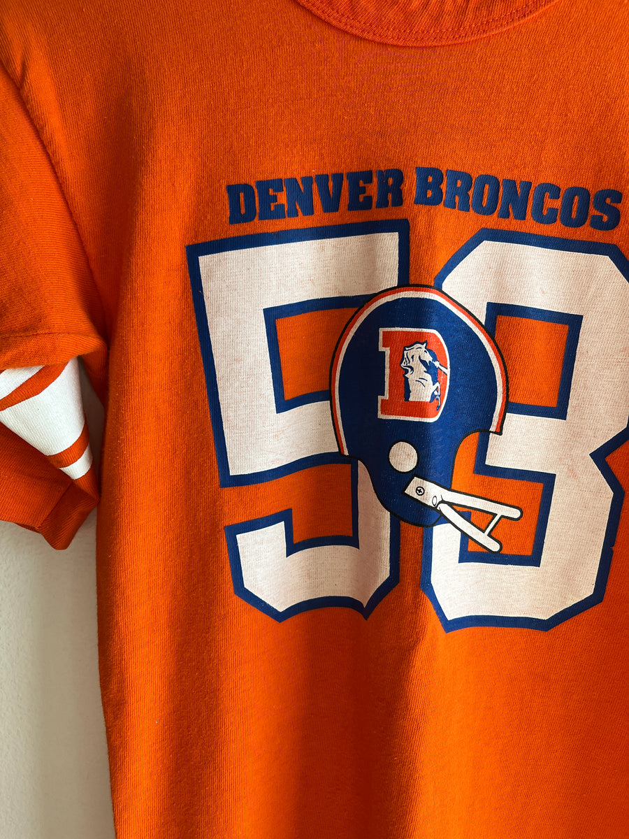 Denver BRONCOS Vintage 1970s 80s T-shirt Blue & Orange Vintage 