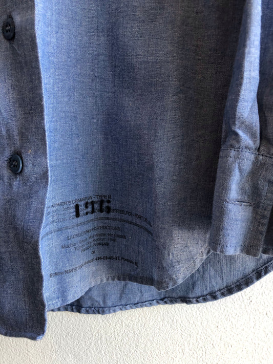 Vintage 1970’s U.S.N. Named Women’s Chambray Button-Up Shirt - La Lovely Vintage