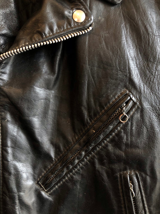 Vintage 1960/1970’s Unbranded Leather Motorcycle Jacket - La Lovely Vintage
