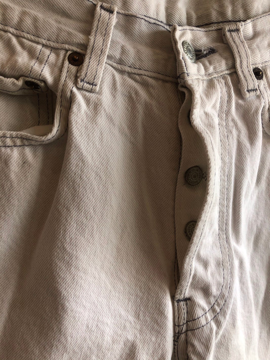 Vintage 1980’s Contrast Stitch White Denim Levi’s 501 Jeans - La Lovely Vintage