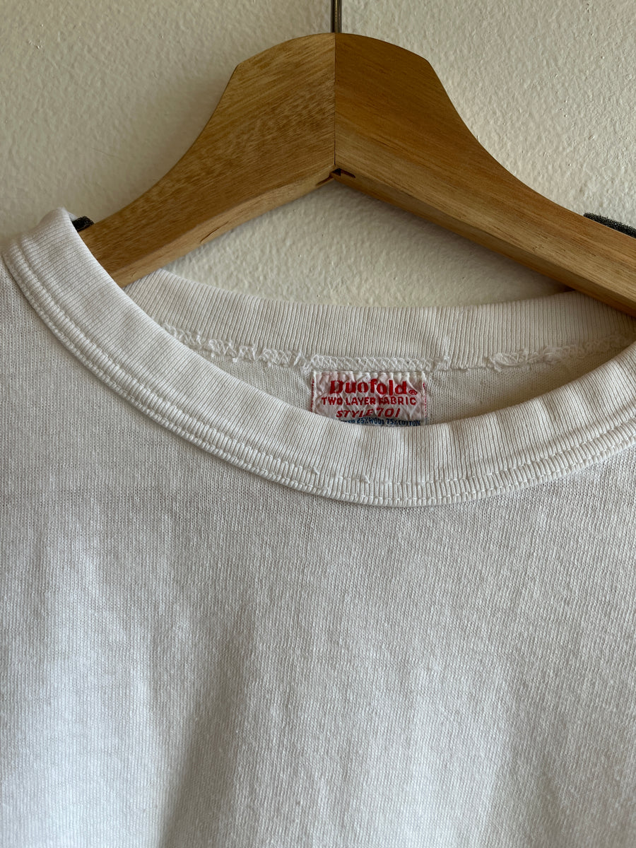 Floral Thermal Shirt 80s Long Sleeve Shirt White Duofold Undershirt Cotton  Wool Tshirt Flower Rose Print Top Vintage 1980s Medium Large 