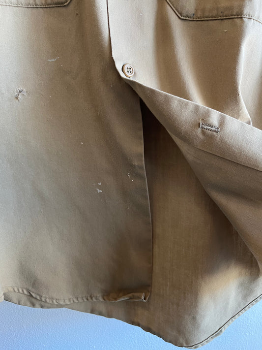 Vintage 1960’s Army Tan Button-Up Shirt - La Lovely Vintage